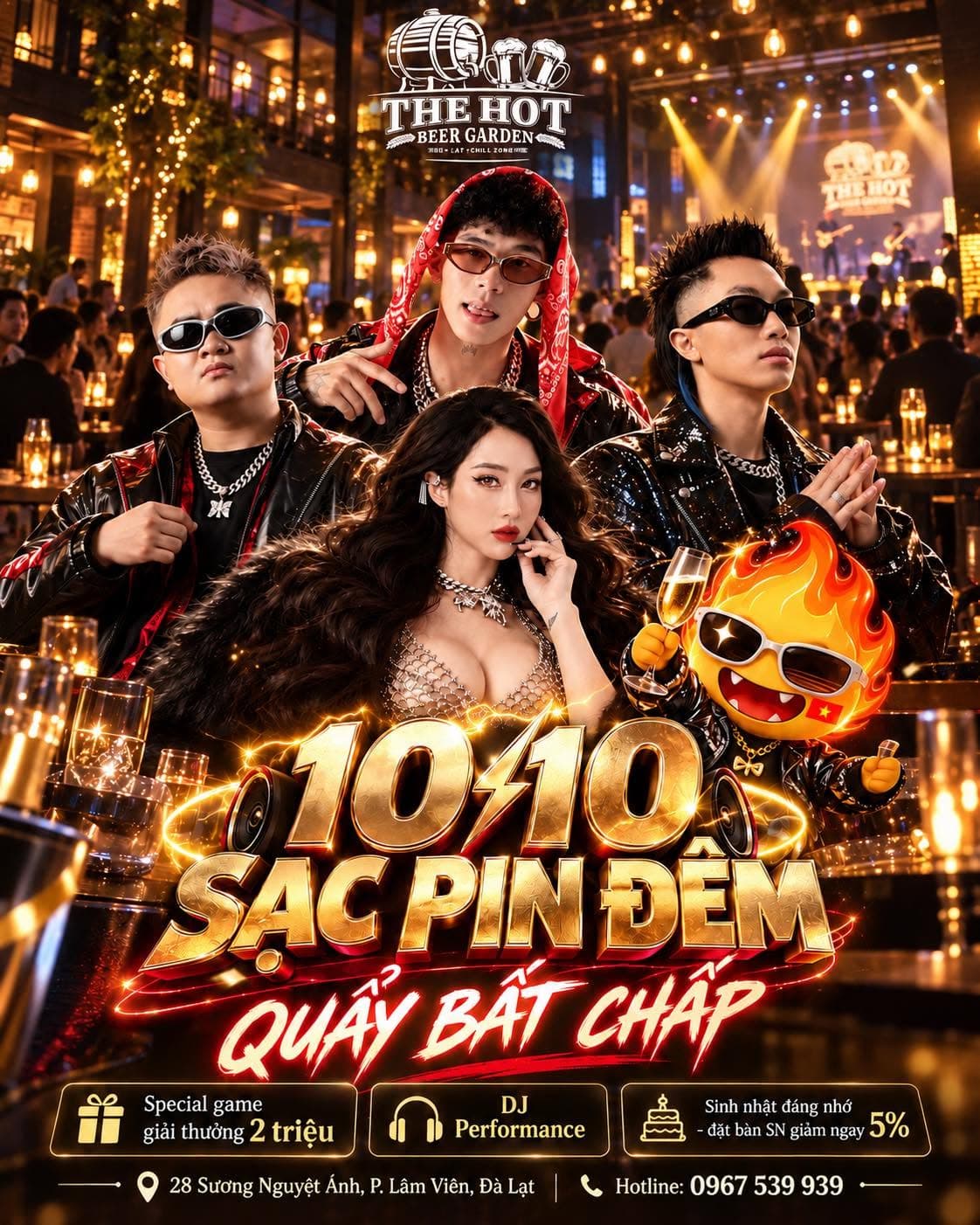 Poster 10/10 — Sạc pin đêm, Quẩy bất chấp tại The Hot Beer Garden Đà Lạt
